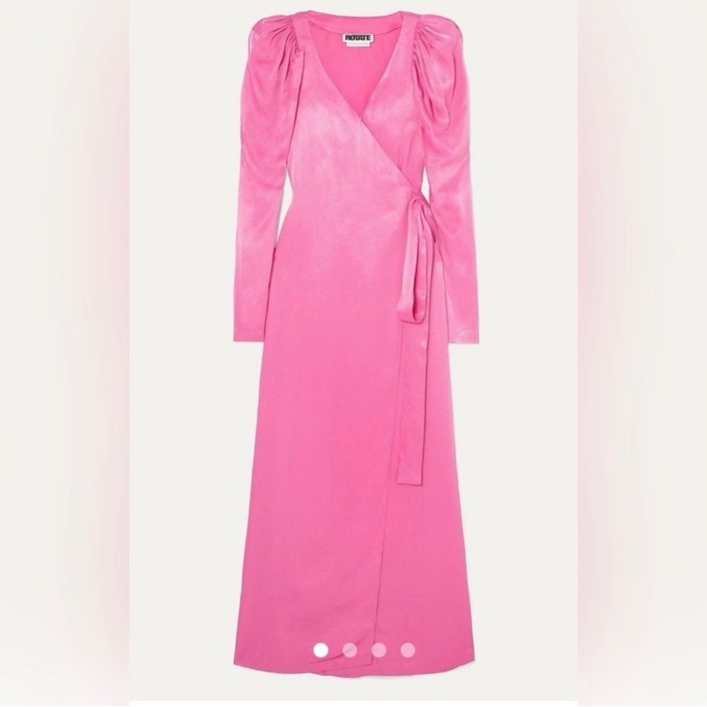 ROTATE Birger Christensen Satin Maxi Wrap
Dress in Pink Carnation Size 34